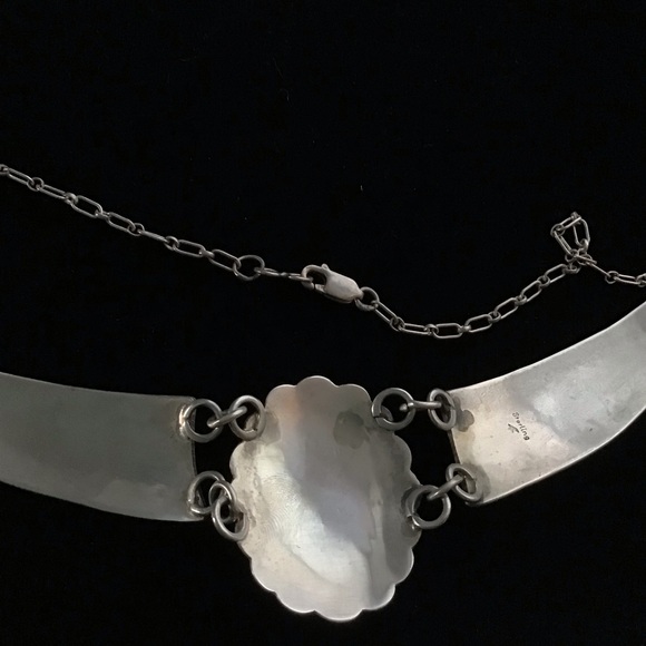 Vintage sterling silver Turquoise Concho Necklace - Picture 12 of 14